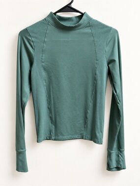 Under Armour Sage Green Fitted Mock Neck Long Sleeve Top Size S